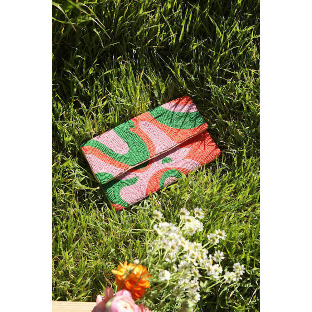 Lulus Audacious Attitude Pink Multi Beaded Clutch